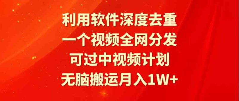 （9224期）利用软件深度去重，一个视频全网分发，可过中视频计划，无脑搬运月入1W+-网创空间