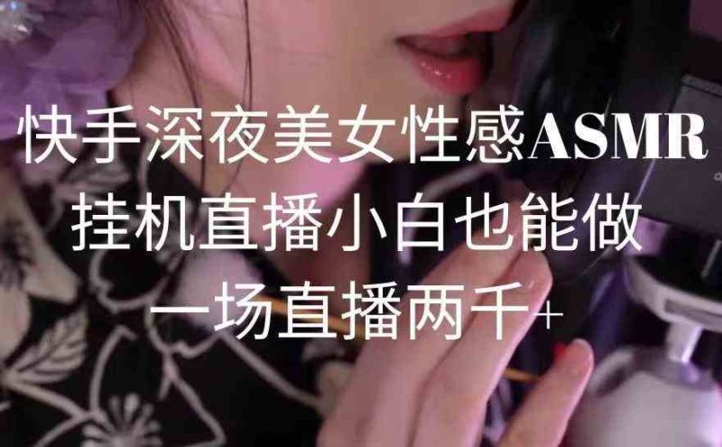 （9243期）快手深夜美女性感ASMR挂机直播，小白也能做，一场直播两千+-网创空间