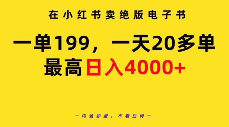 （9401期）在小红书卖绝版电子书，一单199 一天最多搞20多单，最高日入4000+教程+资料-网创空间