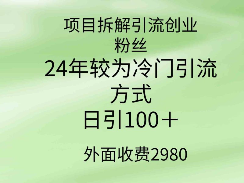 （9489期）项目拆解引流创业粉丝，24年较冷门引流方式，轻松日引100＋-网创空间