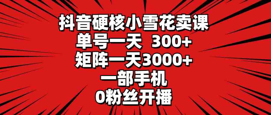 （9551期）抖音硬核小雪花卖课，单号一天300+，矩阵一天3000+，一部手机0粉丝开播-网创空间