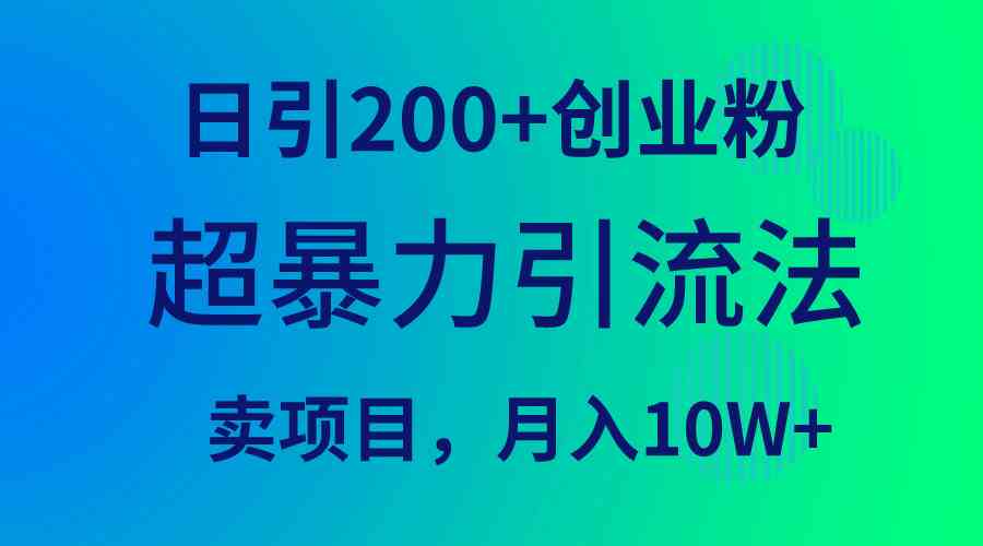 （9654期）超暴力引流法，日引200+创业粉，卖项目月入10W+-网创空间