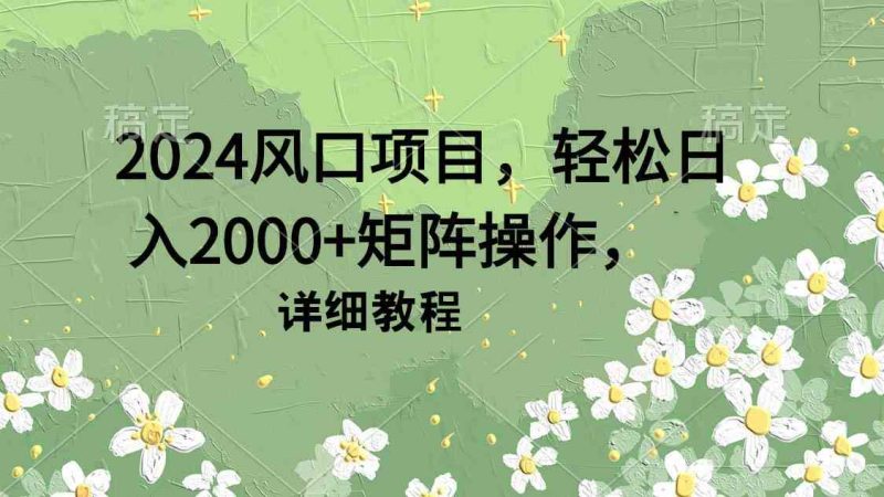 （9652期）2024风口项目，轻松日入2000+矩阵操作，详细教程-网创空间