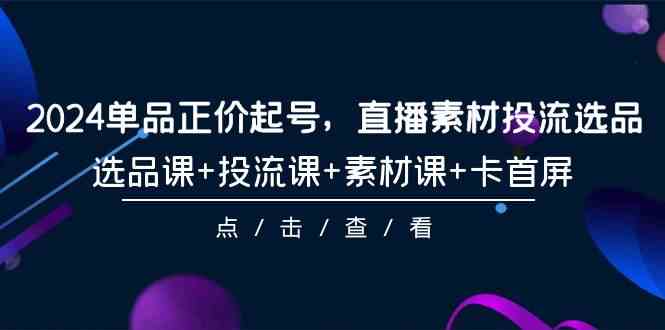 （9718期）2024单品正价起号，直播素材投流选品，选品课+投流课+素材课+卡首屏-101节-网创空间
