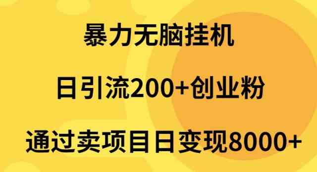（9788期）暴力无脑挂机日引流200+创业粉通过卖项目日变现2000+-网创空间