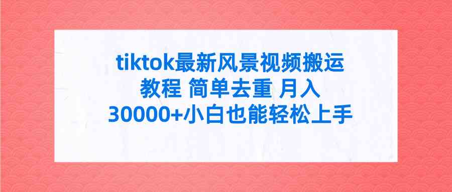 （9804期）tiktok最新风景视频搬运教程 简单去重 月入30000+附全套工具-网创空间