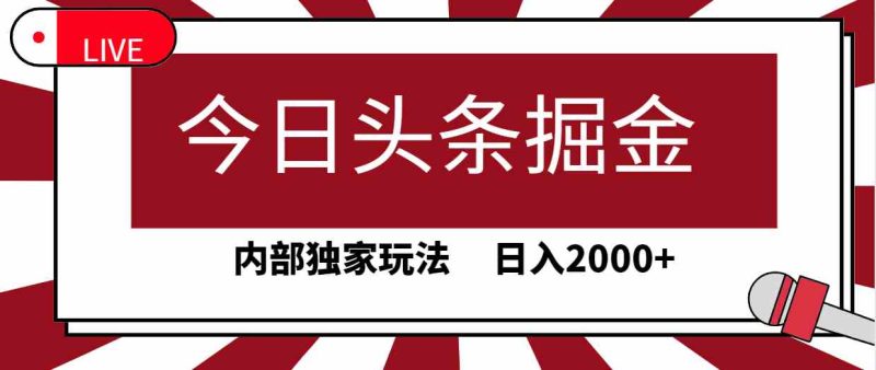 (9832期)今日头条掘金,30秒一篇文章,内部独家玩法,日入2000+-网创空间