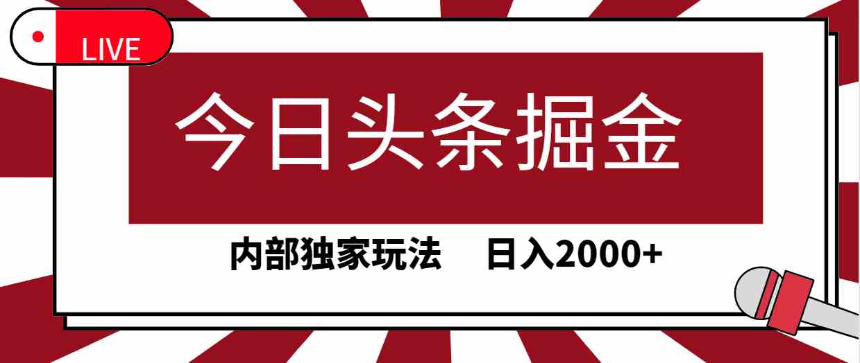 （9832期）今日头条掘金，30秒一篇文章，内部独家玩法，日入2000+-网创空间