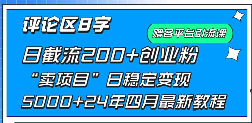（9851期）评论区8字日载流200+创业粉  日稳定变现5000+24年四月最新教程！-网创空间