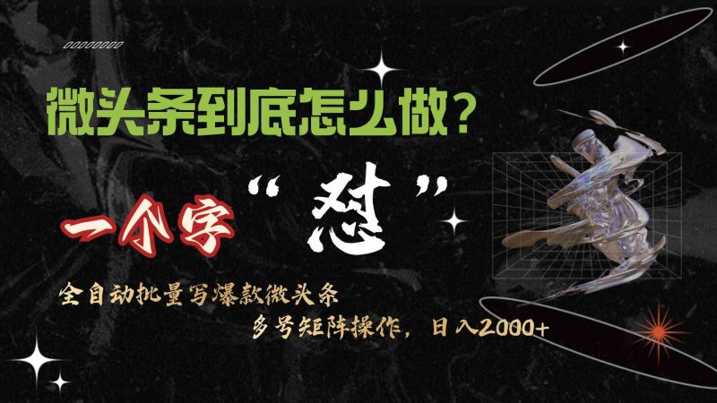 （9809期）微头条最新最强连怼操作，10分钟50条，真正解放双手，月入1w+-网创空间