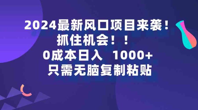 （9899期）2024最新风口项目来袭，抓住机会，0成本一部手机日入1000+，只需无脑复…-网创空间