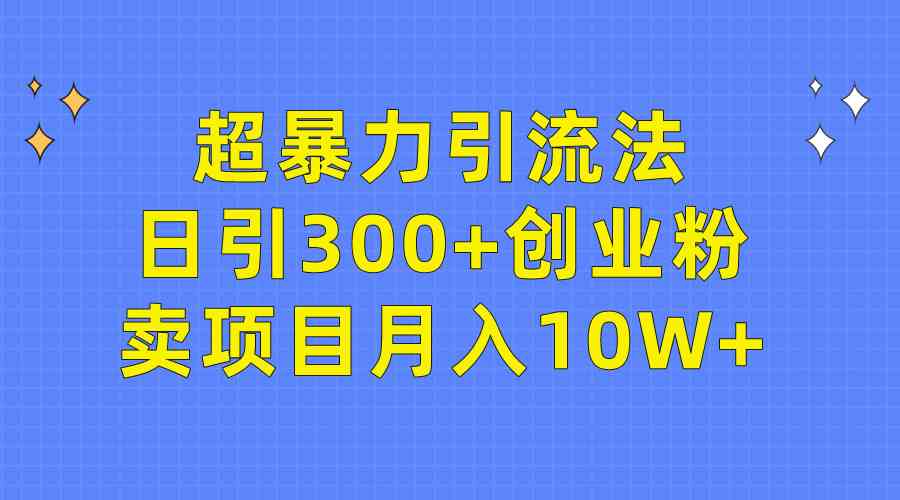（9954期）超暴力引流法，日引300+创业粉，卖项目月入10W+-网创空间