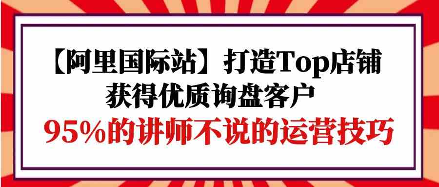 （9976期）【阿里国际站】打造Top店铺-获得优质询盘客户，95%的讲师不说的运营技巧-网创空间