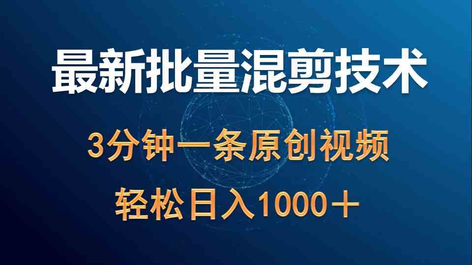 （9982期）最新批量混剪技术撸收益热门领域玩法，3分钟一条原创视频，轻松日入1000＋-网创空间