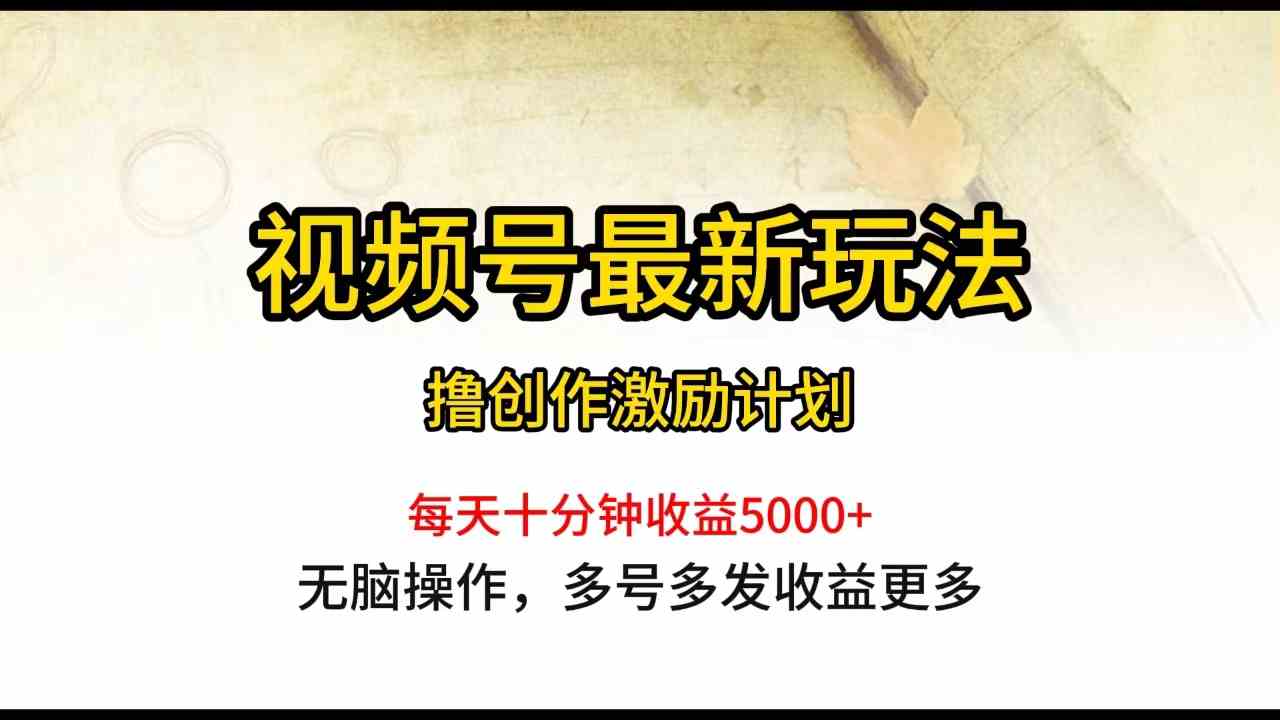 （10087期）视频号最新玩法，每日一小时月入5000+-网创空间