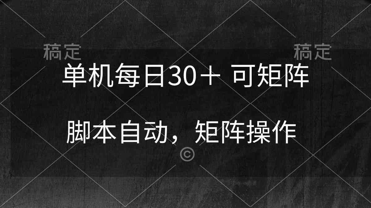 （10100期）单机每日30＋ 可矩阵，脚本自动 稳定躺赚-网创空间