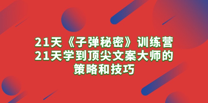（10209期）21天《子弹秘密》训练营，21天学到顶尖文案大师的策略和技巧-网创空间