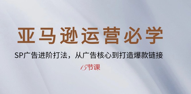 （10531期）亚马逊运营必学： SP广告进阶打法，从广告核心到打造爆款链接-15节课-网创空间