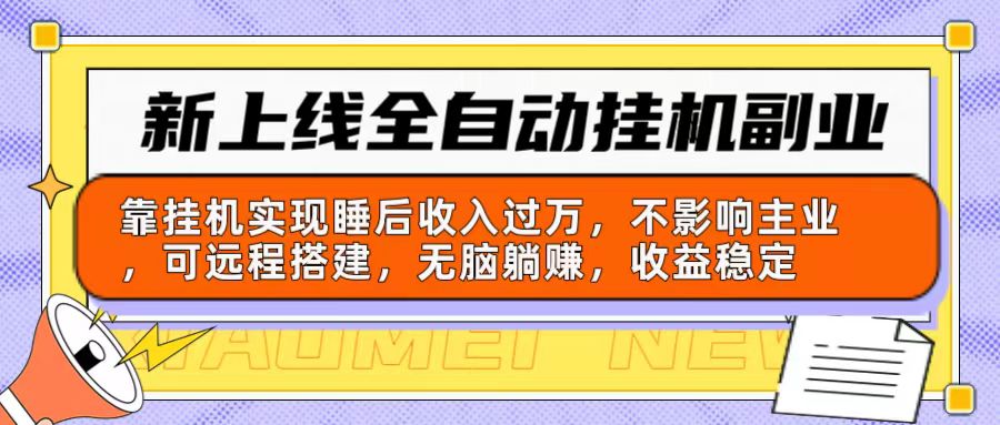 （10588期）新上线全自动挂机副业：靠挂机实现睡后收入过万，不影响主业可远程搭建…-网创空间