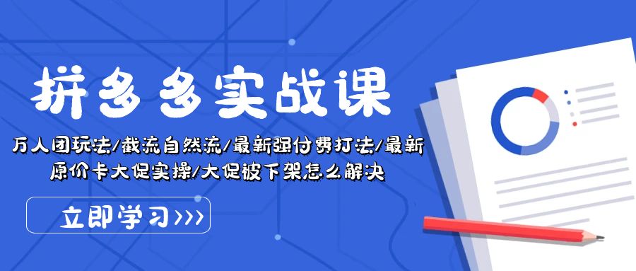 （10865期）拼多多·实战课：万人团玩法/截流自然流/最新强付费打法/最新原价卡大促..-网创空间