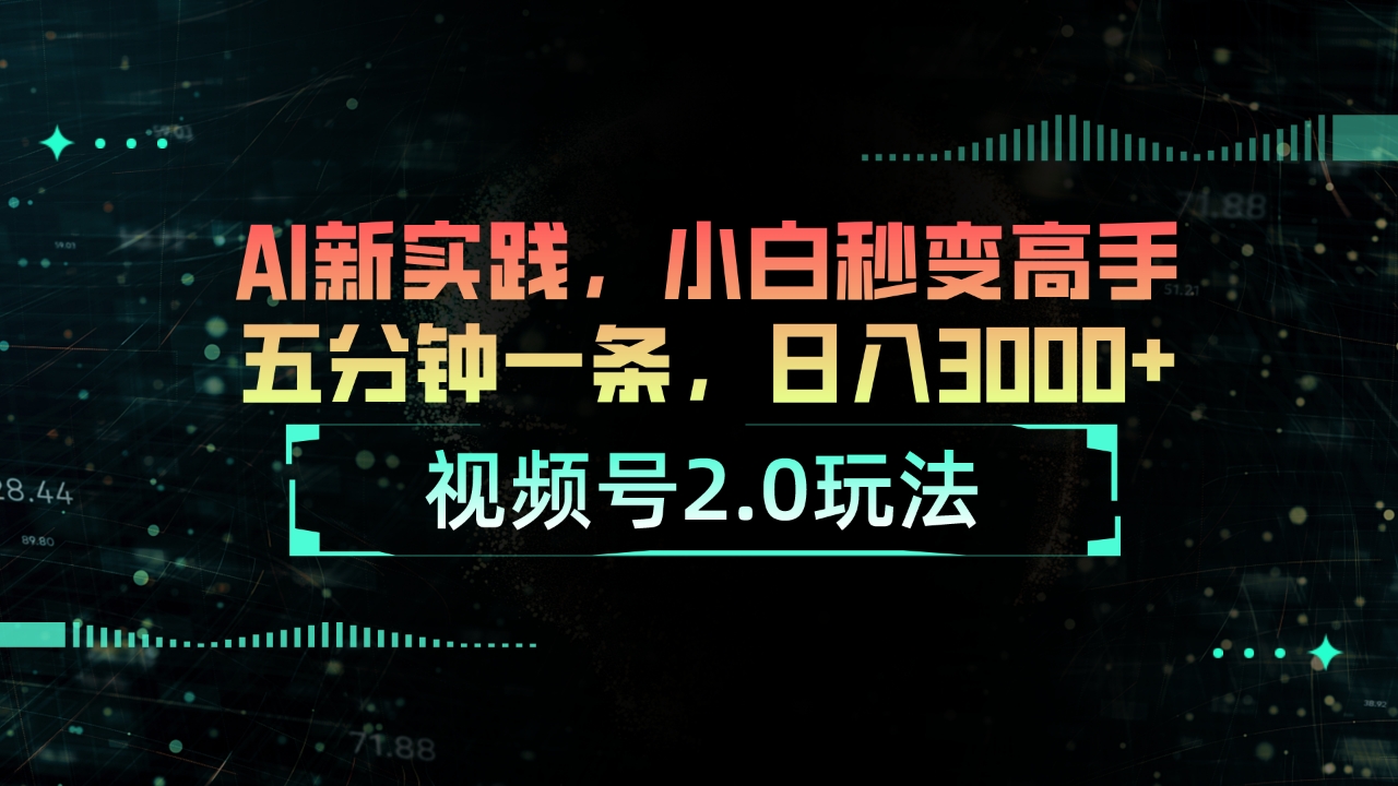 （10888期）视频号2.0玩法 AI新实践，小白秒变高手五分钟一条，日入3000+-网创空间