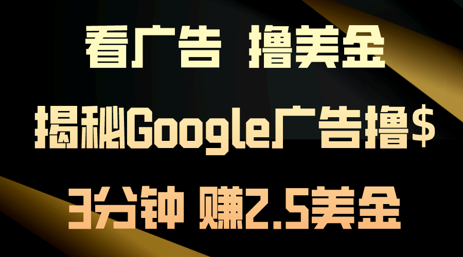 （10912期）看广告，撸美金！3分钟赚2.5美金！日入200美金不是梦！揭秘Google广告…-网创空间