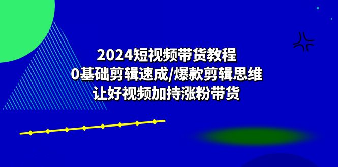 （10982期）2024短视频带货教程：0基础剪辑速成/爆款剪辑思维/让好视频加持涨粉带货-网创空间