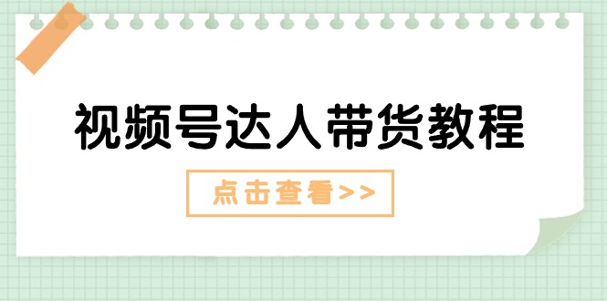 （11162期）视频号达人带货教程：达人剧情打法（长期）+达人带货广告（短期）-网创空间