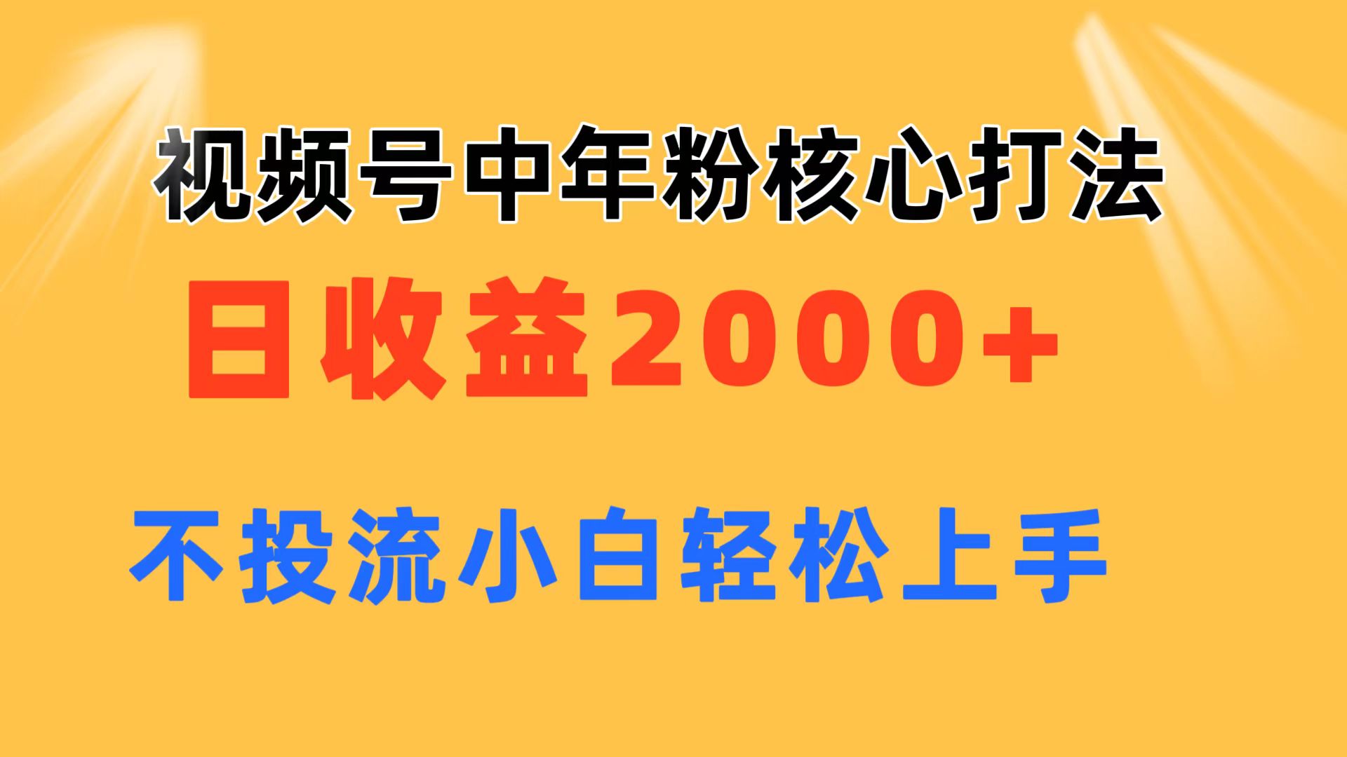 （11205期）视频号中年粉核心玩法 日收益2000+ 不投流小白轻松上手-网创空间