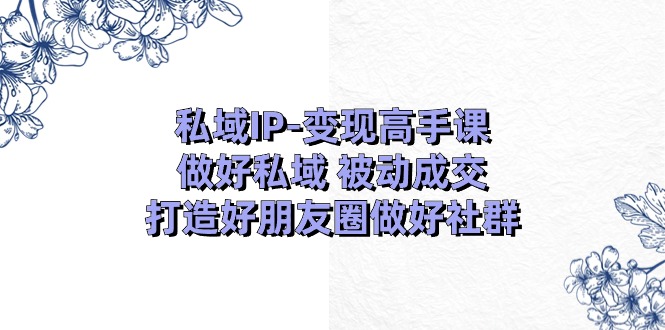 （11209期）私域IP-变现高手课：做好私域 被动成交，打造好朋友圈做好社群（18节）-网创空间