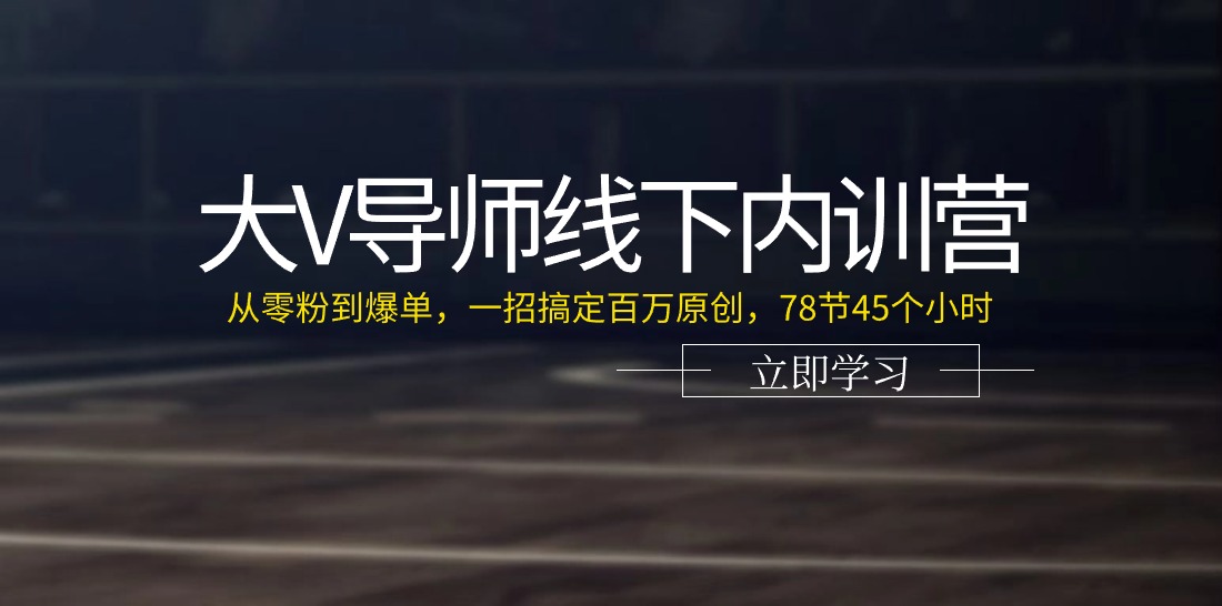 （11261期）大V导师线下内训营：从零粉到爆单，一招搞定百万原创，78节45个小时-网创空间
