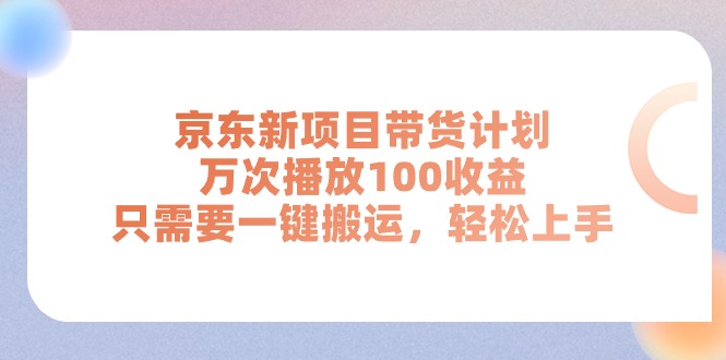 （11300期）京东新项目带货计划，万次播放100收益，只需要一键搬运，轻松上手-网创空间