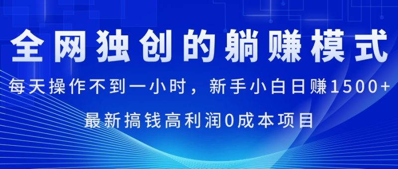 (11307期)每天操作不到一小时,新手小白日赚1500+,最新搞钱高利润0成本项目-网创空间