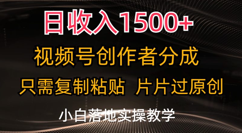 (11339期)日收入1500+,视频号创作者分成,只需复制粘贴,片片过原创,小白也可…-网创空间