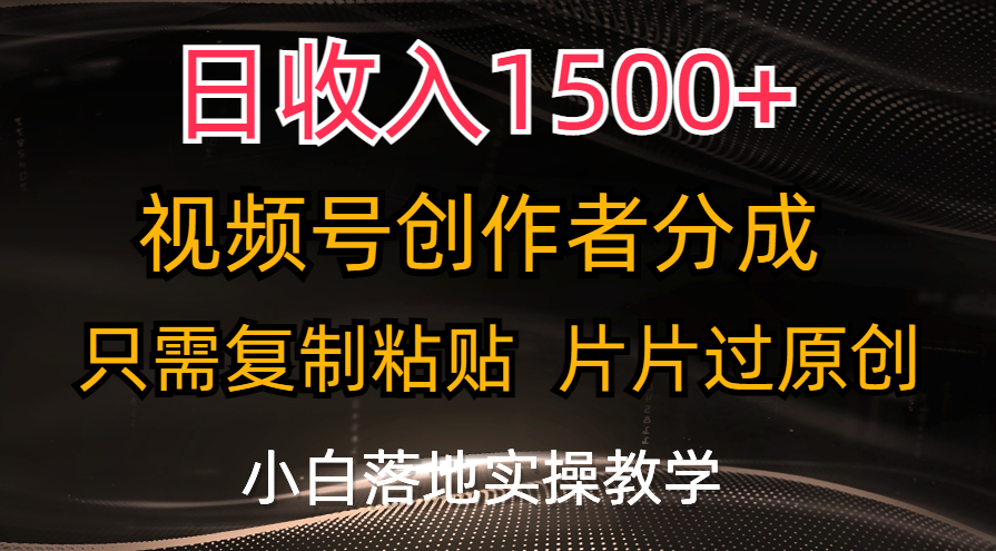 （11339期）日收入1500+，视频号创作者分成，只需复制粘贴，片片过原创，小白也可…-网创空间