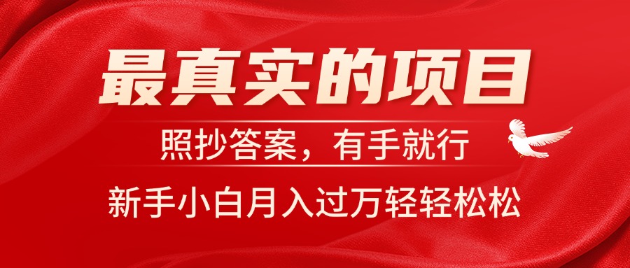 （11362期）最真实的项目，照抄答案，有手就行，新手小白月入过万轻轻松松-网创空间