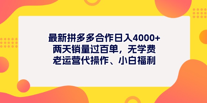 （11410期）最新拼多多项目日入4000+两天销量过百单，无学费、老运营代操作、小白福利-网创空间