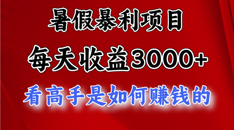 (11422期)暑假暴利项目,每天收益3000+ 努努力能达到5000+,暑假大流量来了-网创空间
