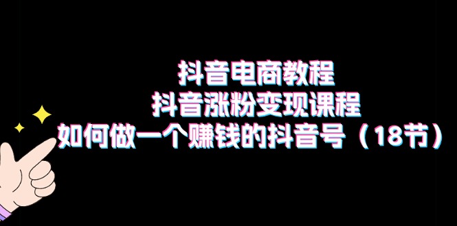 （11436期）抖音电商教程：抖音涨粉变现课程：如何做一个赚钱的抖音号（18节）-网创空间