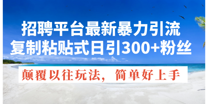 （11538期）招聘平台最新暴力引流，复制粘贴式日引300+粉丝，颠覆以往垃圾玩法，简…-网创空间