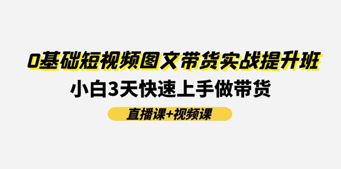 （11641期）0基础短视频图文带货实战提升班(直播课+视频课)：小白3天快速上手做带货-网创空间