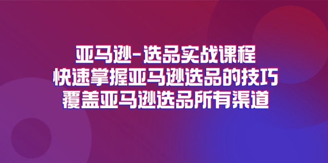 （11620期）亚马逊-选品实战课程，快速掌握亚马逊选品的技巧，覆盖亚马逊选品所有渠道-网创空间
