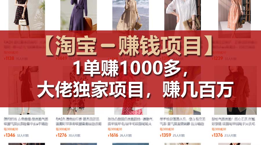 （11685期）【淘宝赚钱项目】1单可赚1000多，大佬独家项目，年赚几百万-网创空间