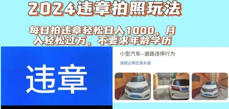 (11743期)2024违章拍照新玩法,推广躺赚+拍照赚钱双模式,日入1000+-网创空间