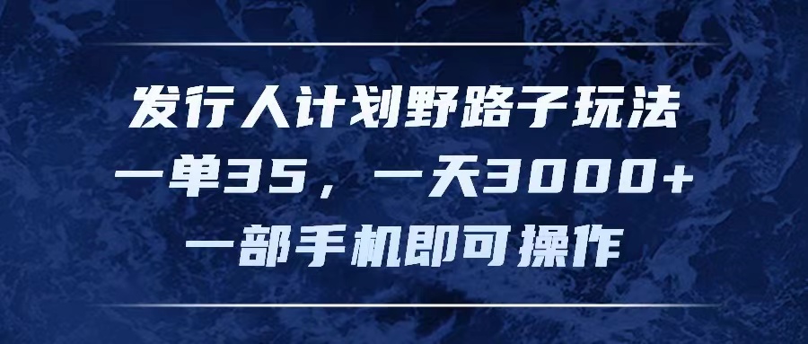 （11750期）发行人计划野路子玩法，一单35，一天3000+，一部手机即可操作-网创空间