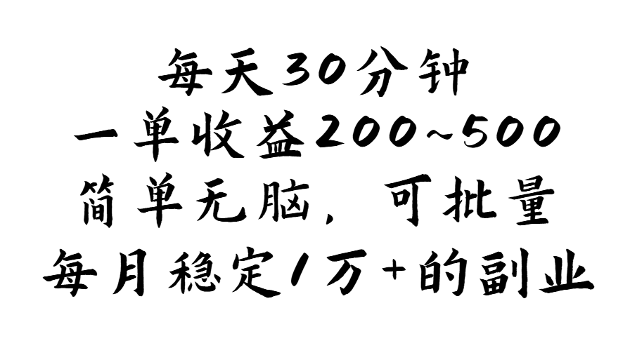 （11764期）每天30分钟，一单收益200~500，简单无脑，可批量放大，每月稳定1万+的…-网创空间