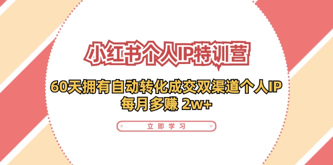 （11841期）小红书·个人IP特训营：60天拥有 自动转化成交双渠道个人IP，每月多赚 2w+-网创空间