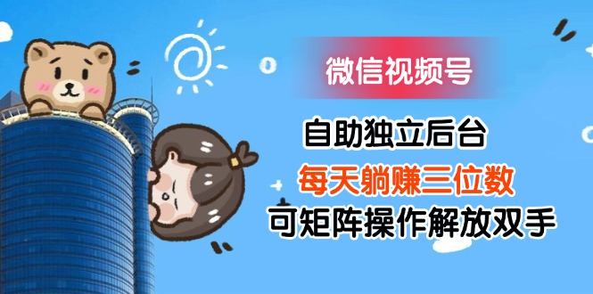 （11910期）微信视频号自助独立后台每天躺赚三位数可矩阵操作解放双手-网创空间