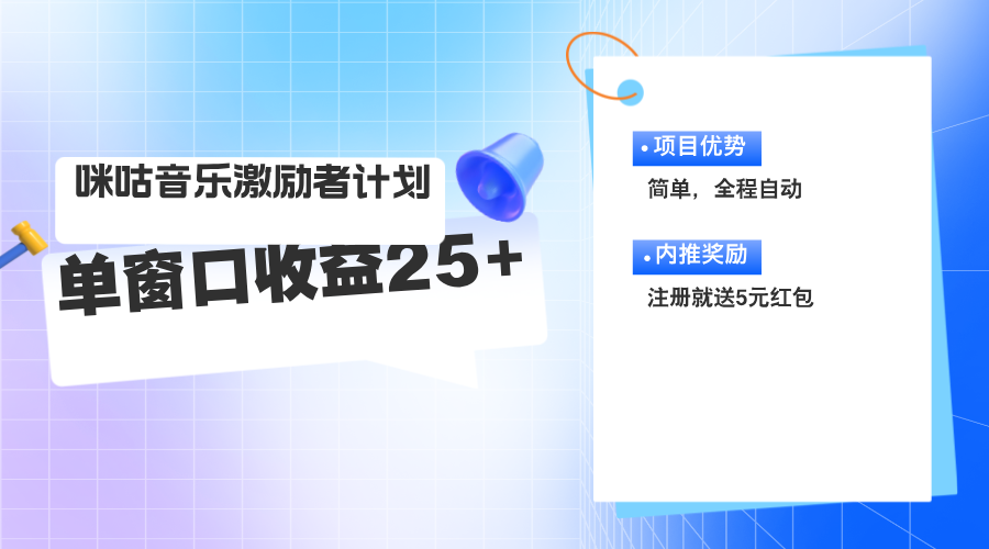 （11942期）咪咕激励者计划，单窗口收益20~25，可矩阵操作-网创空间