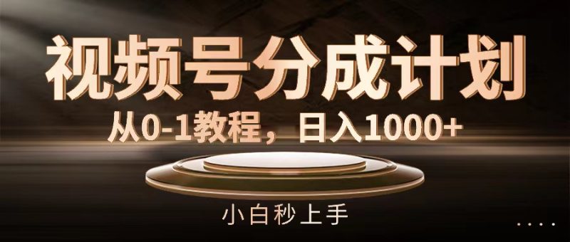 （11931期）视频号分成计划，从0-1教程，日入1000+-网创空间